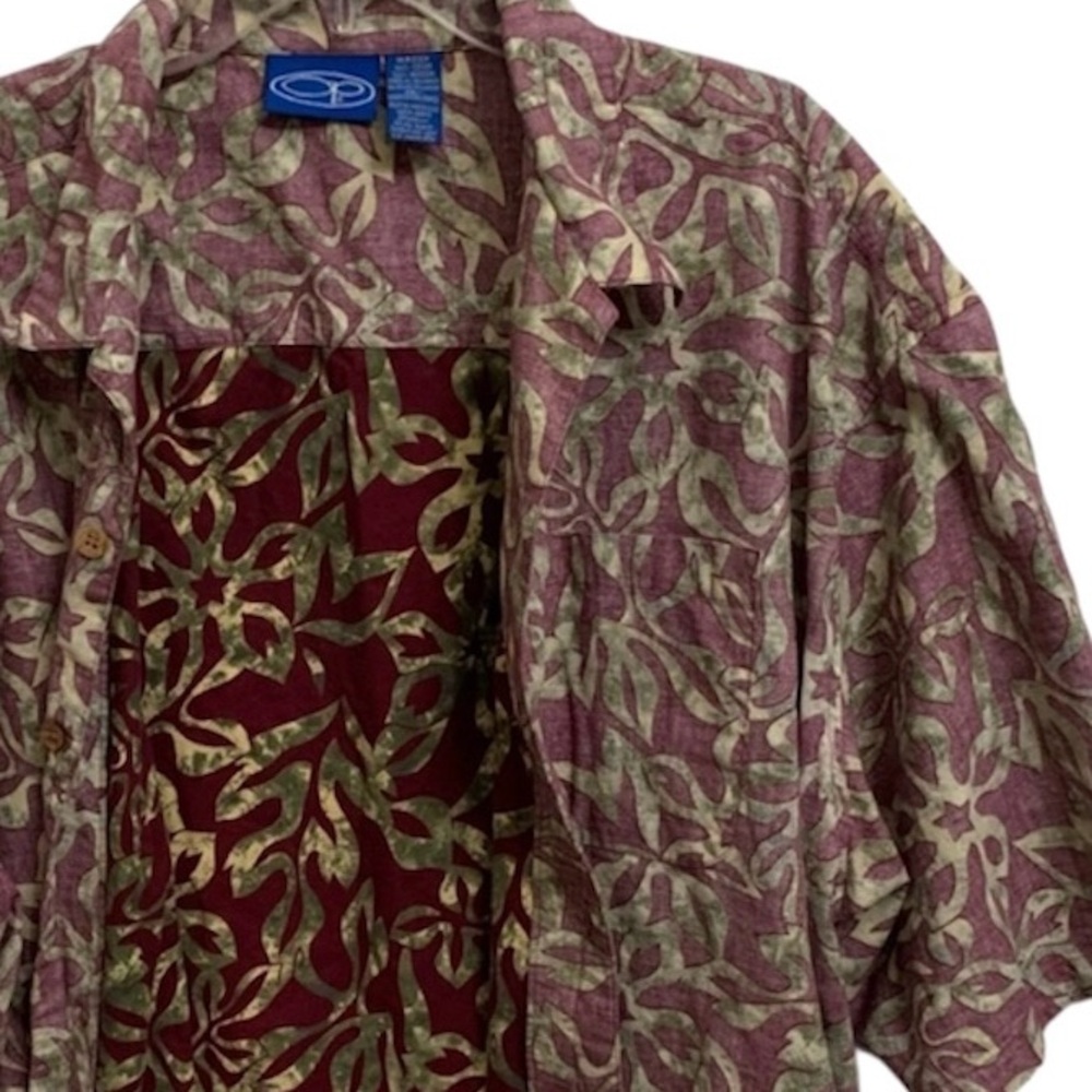 OP Hawaiian Shirt Summer Vibe Top Wooden Buttons Ocean Pacific Mens Sz XXL